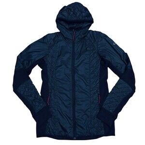 ICEBREAKER Navy Blue Helix Jacket Merinoloft Wool Insulated Full Zip Sz S FLAWS